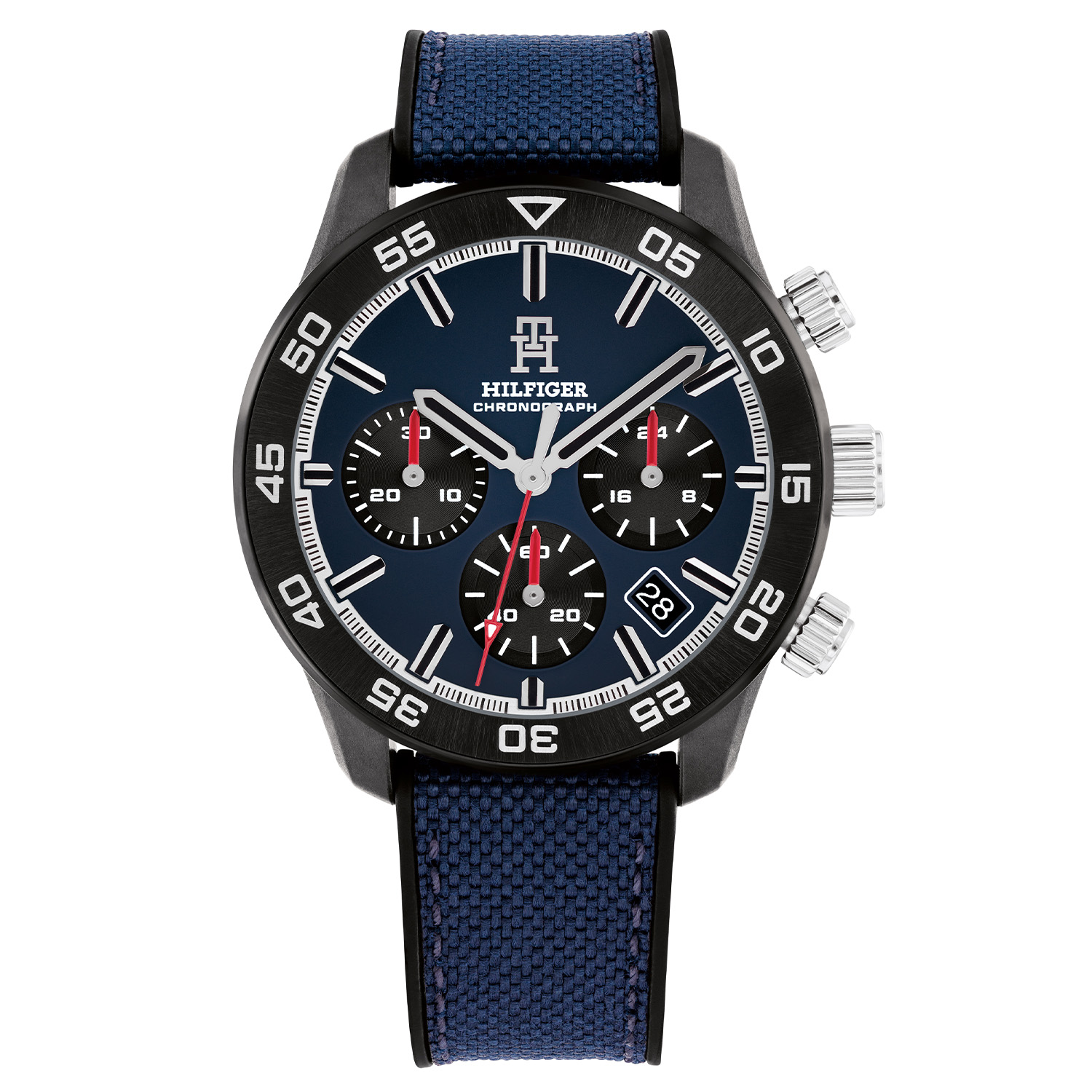 Tommy Hilfiger TH1792183 Horloge Heren Carbon 42mm
Dit specifieke horloge van Tommy Hilfiger uit de TH85 Carbon serie met artikelnr: TH1792183 is een stoer herenhorloge die niet in je collectie mag ontbreken. Het carbon herenhorloge heeft een zwarte kunststof kast met carbonbewerking en een bedrukte bezel.Op de blauwe emaille wijzerplaat komen de chronograaf en de datum goed tot zijn recht door de kleursaccenten. Zo ook het Tommy logo. Aan de kast zit een blauwe geweven textiel band met siliconen onderkant. Het horloge heeft een mineraalglas, een afmeting van 42mm en is 5ATM.  

Het merk:
Sinds de lancering van het merk in 1985 is Tommy Hilfiger wereldwijd bekend geworden als pionier van de klassieke Amerikaanse coole stijl. Ge&iuml;nspireerd door de iconische popcultuur en het Amerikaanse erfgoed. De dames en herencollectie van dit seizoen bestaan uit minimalistische silhouetten en rustieke lederen details. De herenhorlogecollectie biedt iconische uurwerken met roestvrijstalen, lederen en siliconen banden.

Specificaties:
- Mineraalglas
- Ronde kast 42mm
- Carbon horlogekast
- Blauwe emaille wijzerplaat
- Textiel met siliconen horlogeband 
- 5ATM
- Chronograaf