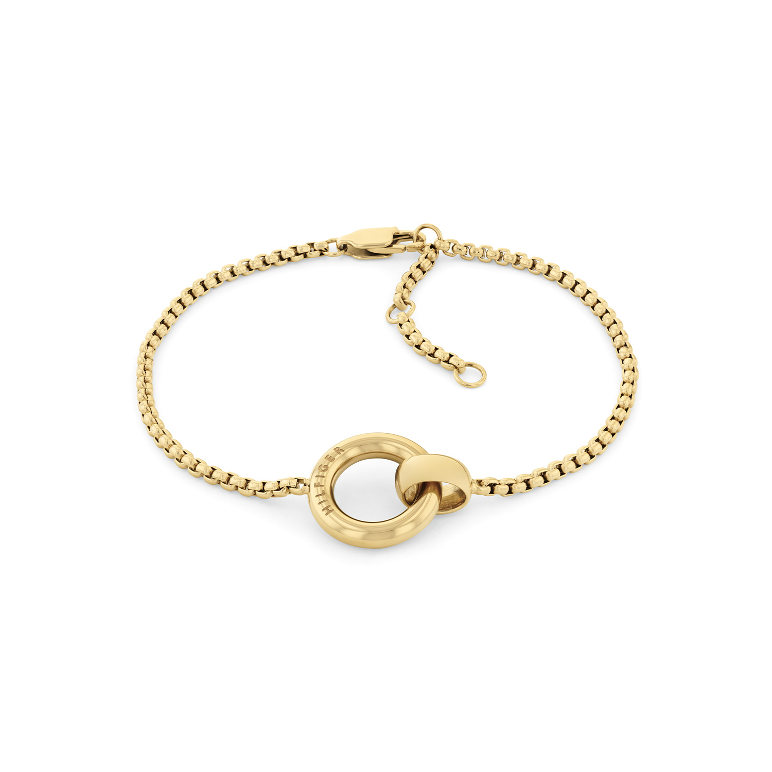 Tommy Hilfiger Jewels TJ2780947 Armband Dames Staal 19cm
Deze armband van Tommy Hilfiger uit de jewelry serie Circles met nr: TJ2780947 is een fijn model. De goudkleurige stalen dames armband heeft een fijne schakel met in het midden 2 in elkaar vallende cirkels, een kleine en een grote met daarin het Tommy logo. De armband sluit met een karabijn sluiting en door het verlengkettinkje met tussenogen is hij op meerdere lengtes te dragen: 16-17,5 en 19cm. Ook leuk te combineren met de bijpassende ketting en andere sieraden van Tommy Hilfiger.

Het merk:
Tommy Hilfiger is wereldwijd &eacute;&eacute;n van de grootste designer lifestyle merken en is internationaal bekend om haar classic American cool stijl. De sieraden zijn voor dames en heren met een eigen stijl, die niet bang zijn om dit aan de wereld te laten zien.

Specificaties:
- Schakelarmband
- Materiaal: Staal GP
- Lengte 19cm
- Dames sieraad