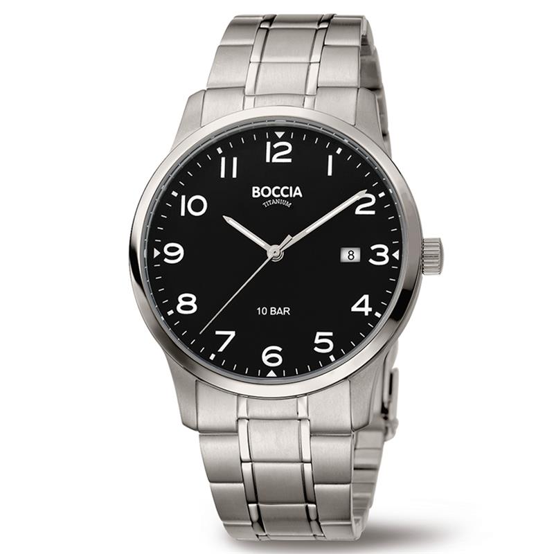 Boccia Titanium 3621-01
Dit herenhorloge van Boccia Titanium heeft een nette uitstraling. De zilverkleurige titanium horlogekast zorgt voor een stijlvolle look en de zwarte wijzerplaat maakt het horloge klassiek. Het horloge heeft een ronde kast met een diameter van 40mm, een datum, een mineraalglas, en is 10ATM. Combineer dit prachtige exemplaar met de andere sieraden van Boccia Titanium voor een complete look. Aan de titanium kast zit een titanium band. 

HET MERK
Boccia Titanium is het titanium merk van Nederland, dat zijn oorsprong in Duitsland vindt en is opgericht in het jaar 1992. Ontwikkeld door internationale ontwerpers. Alle titanium componenten van de BOCCIA TITANIUM collectie zijn gemaakt van 99,7% puur titanium; het bijzondere materiaal. Het is licht in gewicht, neemt de temperatuur van de huid aan en is zeer huidvriendelijk. Bovendien is het corrosie- en temperatuurbestendig.

SPECIFICATIES
- Mineraalglas
- Ronde titanium horlogekast, &Oslash; 40mm
- Titanuim band
- Zwarte wijzerplaat
- 10ATM (Regen- & spatwaterdicht)