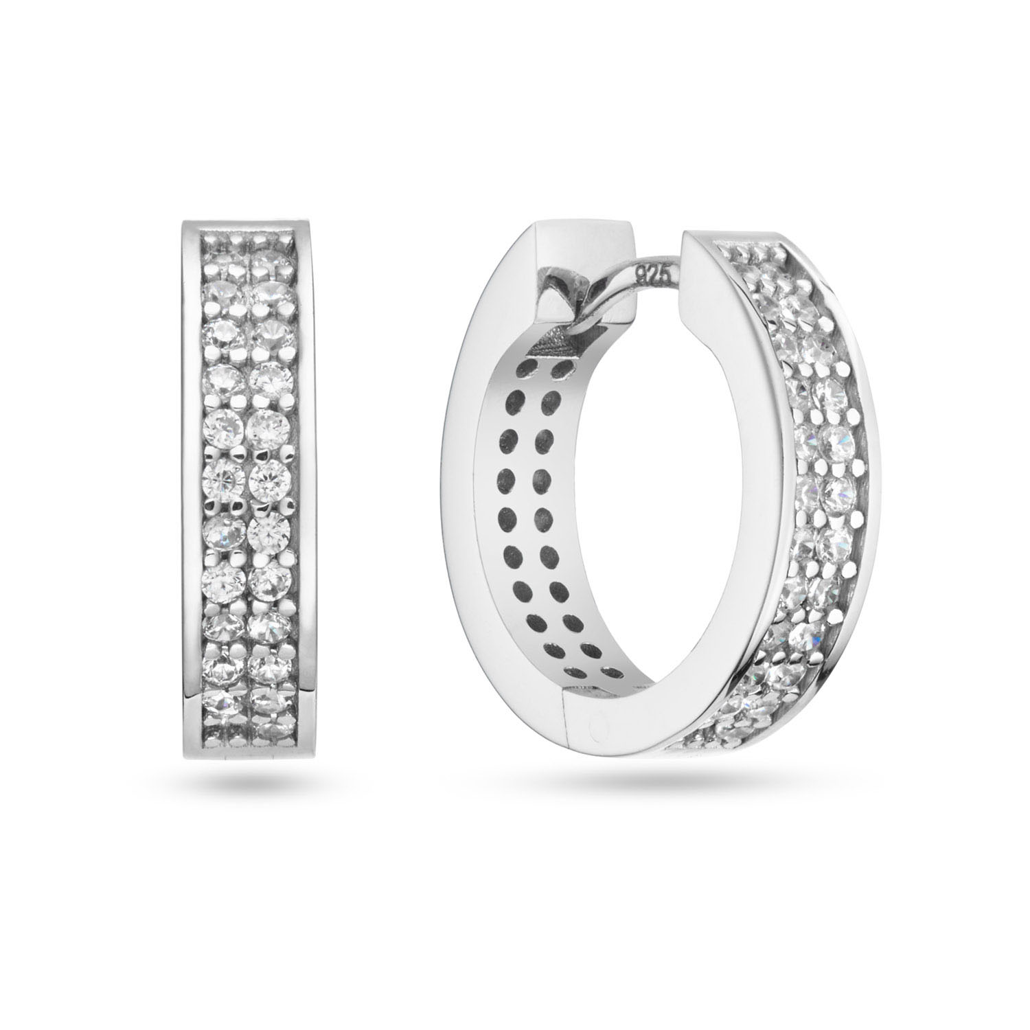 De Klapoorringen 3 Rij CZ L 925RD met modelnummer 107093500 zijn elegante creolen gemaakt van zilver. Ze hebben een diepte van 2,0 mm, een breedte van 4,0 mm en wegen 4,22 gram. De oorringen zijn bezet met schitterende zirkonia's. Draag ze als stijlvolle finishing touch bij zowel casual als formele outfits voor een verfijnde look.