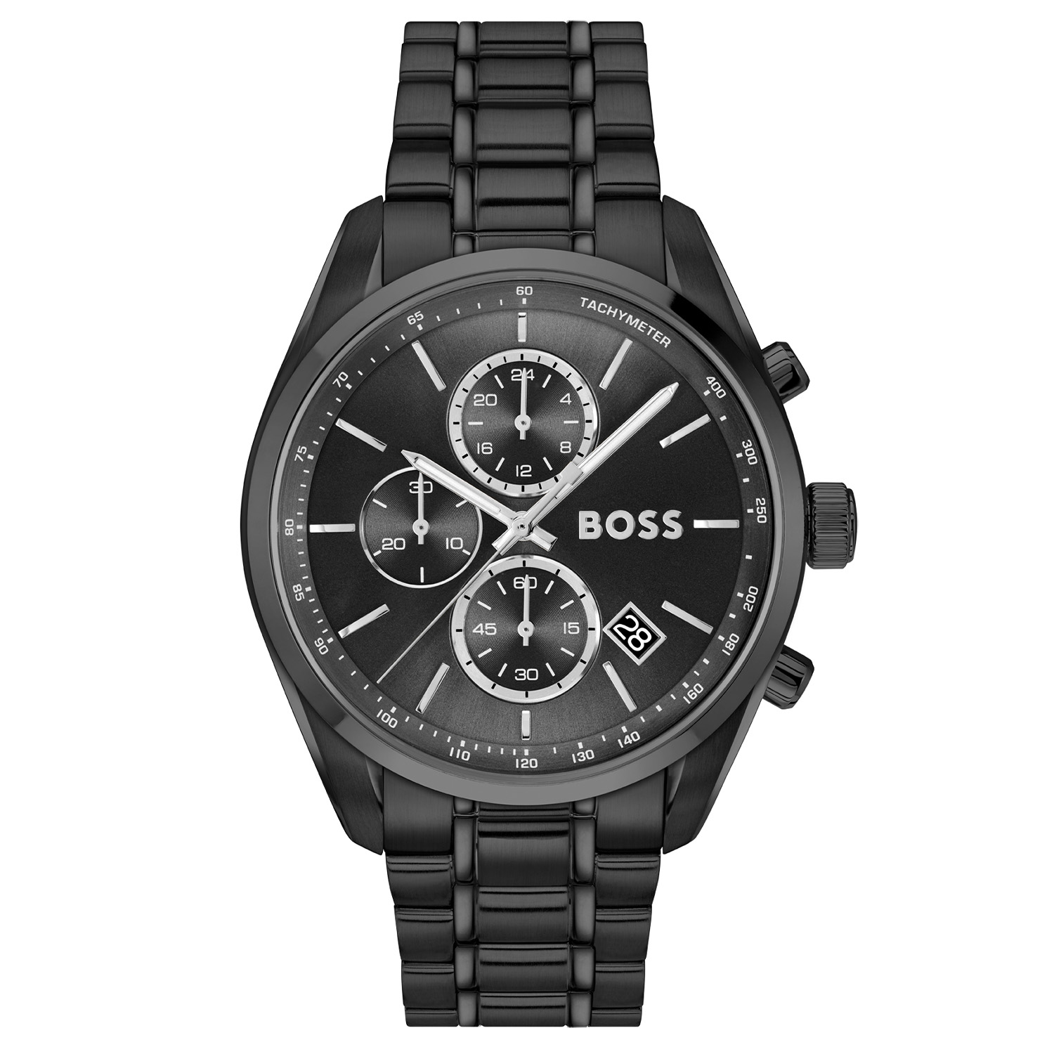 BOSS HB1514298 GRAND PRIX 44 Herenhorloge 44,5mm
Dit BOSS horloge uit de GRAND PRIX 44 serie met artikelnr: HB1514298 heeft een sportieve uitstraling. Meer dan een horlogeaccessoire is dit horloge een symbool van sportieve luxe stijl en de sensatie van de tijd. Verrijk uw pols met een horloge dat de essentie van racen belichaamt, waar snelheid en verfijning samenkomen in een naadloze combinatie van vorm en functie. Dit herenhorloge valt op door zijn stalen zwarte horlogekast met een glanzende bezel en zijn zwarte sunray wijzerplaat met een chronograaf en een datum. Opvallend zijn de gepolijste wijzers, subeyes en uurstrepen. Aan de kast zit een zwarte stalen schakelband met vouwsluiting. Het horloge heeft een doorsnee van 44,5mm met een mineraalglas en is 5ATM. 

HET MERK:
HUGO BOSS is afgestemd op levensstijlen waar het gaat om kwaliteit en precisie. Het wereldwijde fashionlabel is verdeeld in twee merken: BOSS en HUGO. Het merk BOSS biedt geavanceerde, moderne horloges gericht op kwaliteit en design om een onberispelijke look te cre&euml;ren &ndash; of het nu zakelijk, casual of sportief is. De horloge collectie van BOSS is perfect afgestemd op levensstijlen waar het gaat om kwaliteit en precisie. BOSS is op maat gemaakt in een onberispelijke stijl.

Blijf stijlvol bij de tijd. Voor de BOSS-vrouw is stijl het handelsmerk en draait alles om
details. Breng uw look naar een hoger niveau met onze nieuwe en kenmerkende horlogecollectie.

SPECIFICATIES:
- Mineraalglas
- Ronde kastvorm, &Oslash; 44,5mm
- Stalen zwarte horlogekast
- Zwarte wijzerplaat
- Stalen zwarte schakelband
- Chronograaf en datum
- 5ATM