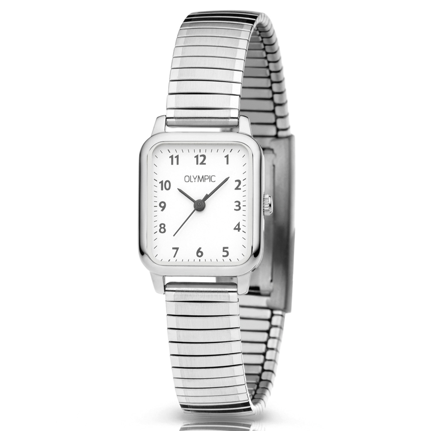 Olympic OL26DSS140 BRITT - Horloge - Staal - Wit - 20-23mm
Dit unieke Olympic horloge met artikelnummer: OL26DSS140 is een klassiek dameshorloge. Het stalen rechthoekige kastje heeft witte wijzerplaat met zwarte arabische cijfers en wijzers. Aan het horloge zit een zilverkleurige rekband. Het horloge heeft een mineraalglas, een afmeting van 20.4 bij 23.4 mm en is 5 ATM.

Waterdichtheid 5 ATM
Dit horloge is bestand tegen water bij het zwemmen en douchen. Dit horloge is niet bestand tegen (grote) waterdruk dus je kunt er niet mee duiken.

Het merk:
Het Nederlandse horlogemerk Olympic levert stoere chronografen, slimline series, digitale uurwerken en elegante dameshorloges. De prijs-kwaliteitverhouding staat bij Olympic hoog in het vaandel met prijzen die uiteenlopen van &euro; 34,95 tot en met &euro; 139,00.

100% Nederlands ontwerp, waterdicht en standaard 3 jaar fabrieksgarantie.

Specificaties:
- Rechthoekige kast
- Zilverkleurige horlogekast
- Witte wijzerplaat
- Zilverkleurige rekband
- 5 ATM (Regen- & spatwaterdicht)
- Standaard 3 jaar fabrieksgarantie
- Mineraalglas