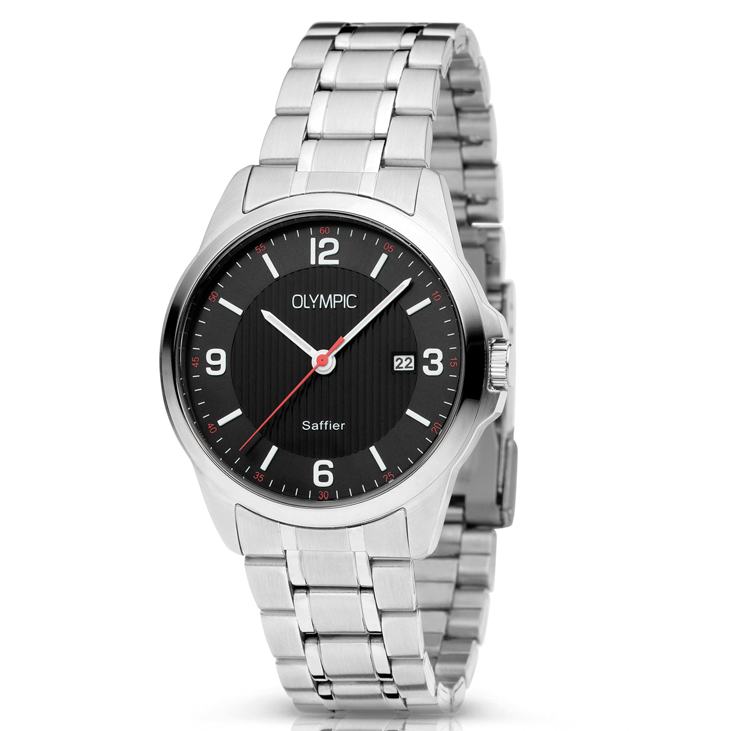 De OLYMPIC HORLOGE HEREN OL26HSS302 is een stijlvolle polshorloge met een roestvrijstalen kast en band, anti-allergeen en nikkelvrij. De analoge wijzerplaat is zwart met Arabische cijfers en een datumfunctie. Waterdicht tot 10 bar. Ideaal voor dagelijks gebruik, vooral in zakelijke omgevingen. Te dragen bij formele en casual outfits voor een tijdloze look.