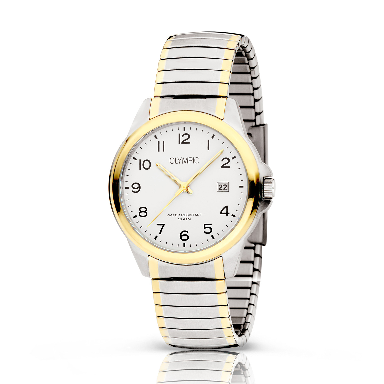 Olympic OL26HSS310B Charlie Horloge - Staal - Bi-color -Wit
Dit unieke Olympic horloge met artikelnummer: OL26HSS310B is een klassiek horloge. De ronde stalen kast heeft een gladde bezel en een witte wijzerplaat met een datum aanduiding. Aan de kast zit een bi-color stalen rekband band. Het horloge heeft een mineraalglas een doorsnee van 38mm en is 10ATM. 

Waterdichtheid 10ATM
Dit horloge is bestand tegen water bij het zwemmen en douchen. Dit horloge is niet bestand tegen (grote) waterdruk dus je kunt er niet mee duiken.
Waterdichtheid  5ATM
Dit horloge is regen en spatwaterdicht. Niet geschikt om mee te zwemmen en douchen.
Waterdichtheid 3ATM
Dit horloge is spatwaterdicht. Niet geschikt om mee te zwemmen en douchen.

Het merk:
Het Nederlandse horlogemerk Olympic levert stoere chronografen, slimline series, digitale uurwerken en elegante dameshorloges. De prijs-kwaliteitverhouding staat bij Olympic hoog in het vaandel met prijzen die uiteenlopen van &euro; 34,95 tot en met &euro; 159,00.

100% Nederlands ontwerp, waterdicht en standaard 3 jaar fabrieksgarantie.

Specificaties:
- Ronde kast 38mm
- Stalen horlogekast
- Witte wijzerplaat
- Stalen band
- 10ATM 
- Standaard 3 jaar fabrieksgarantie
- Mineraalglas