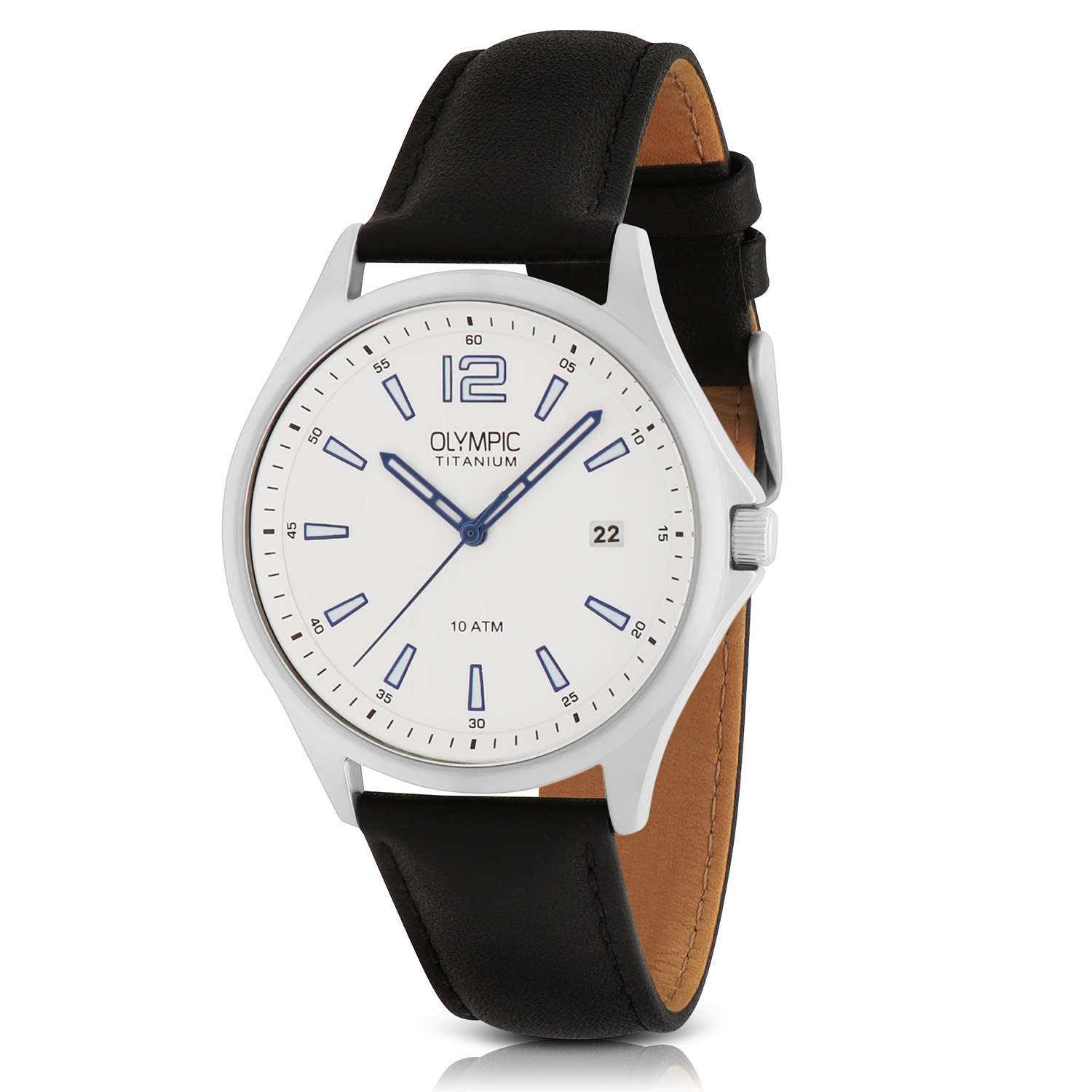 De Olympic OL26HTL216 horloge voor heren is een elegante tijdmeter met een analoog uurwerk en Quartz-beweging. De 40mm ronde titanium kast en mineraalglas zorgen voor een duurzame uitstraling. Het horloge heeft een witte wijzerplaat met streepindex en een zwarte leren band van 20mm breed. Waterdicht tot 10 ATM en anti-allergisch. Perfect voor zowel formele als casual gelegenheden.