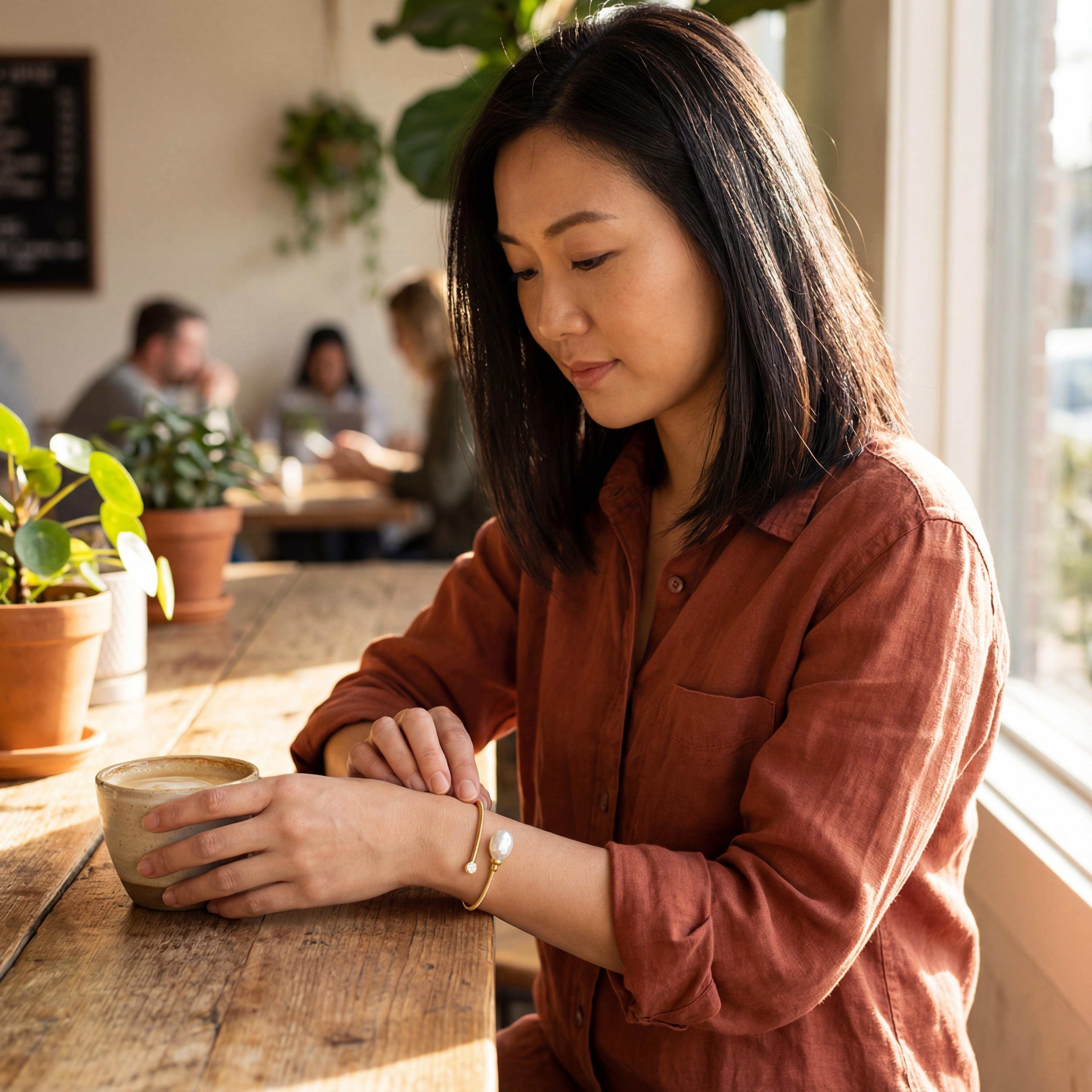 Dieser exquisite Armschmuck vereint klassischen Charme mit modernem Design. Gefertigt aus strahlendem Gelbgold 750 beginnt das Schmuckstück an einem Ende mit einer atemberaubenden, facettierten Barockperle und mündet in einen 0,16ct großen Brillanten Wsi. Der flexible und äußerst robuste Titankern macht dieses Schmuckstück zu einem absolut alltagstauglichen, täglichen Begleiter. Die einzigartige Form und der subtile Glanz der Perle machen diesen Armschmuck zu einem wahren Blickfang. Ein zeitloses Accessoire, das Eleganz und Stil verkörpert. 
