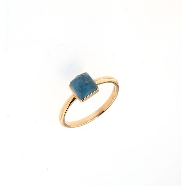 Ring 18 kt geel goud met London Blue Topaas