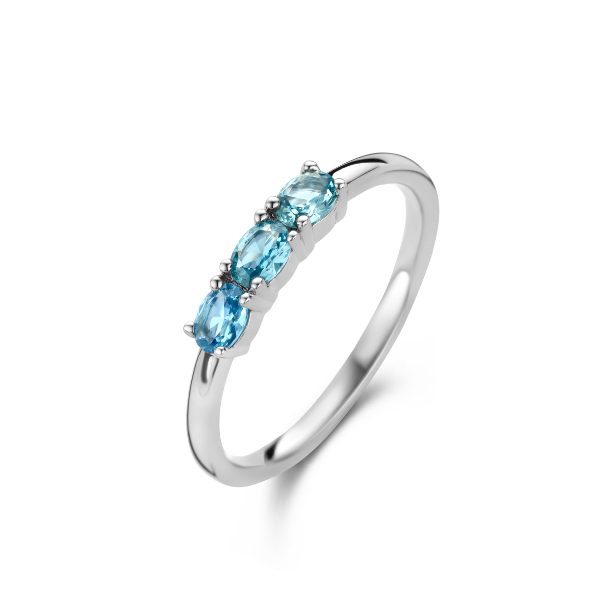 Ring zilver met blauwe zirconia
