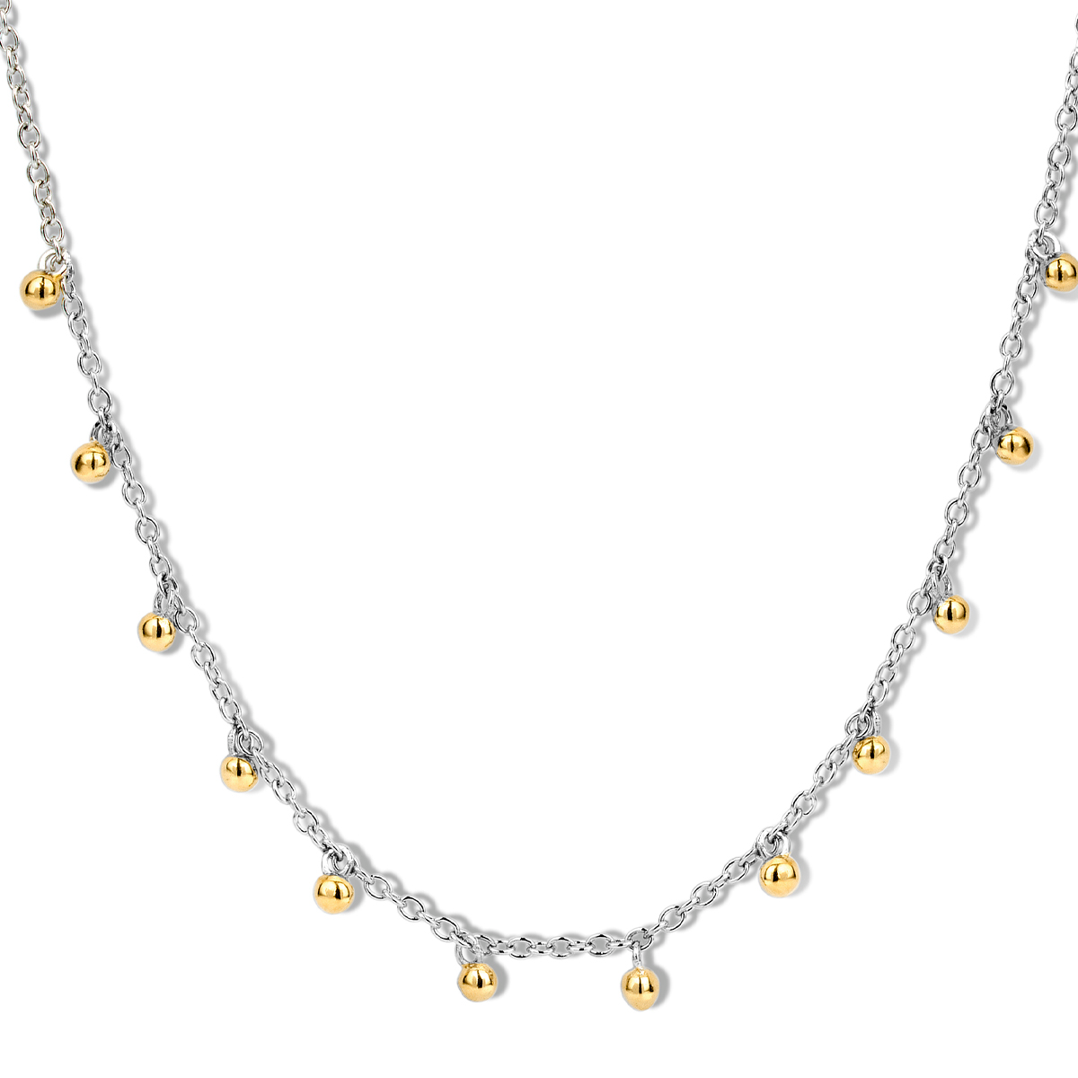 Ketting zilver met geelkleurige bolletjes