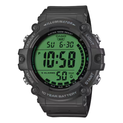 Een multifunctioneel digitaal horloge met een breed, goed afleesbaar display - perfect voor sporters. 

Waterbestendig tot 10 bar, batterijlevensduur van tien jaar, LED-achtergrondverlichting en handige functies zoals stopwatch, alarm en meer.