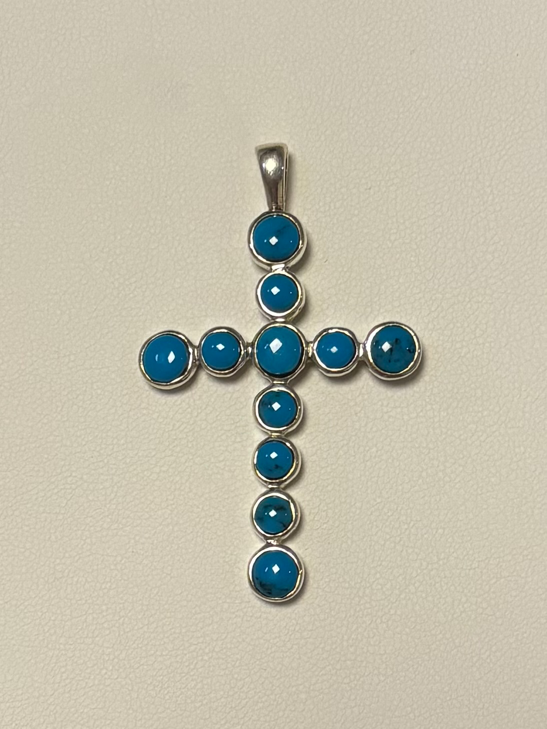 Zilver kruis turquoise 