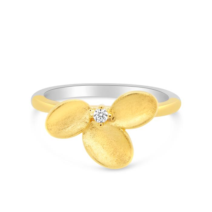 Ring geelkleurig mat met zirconia