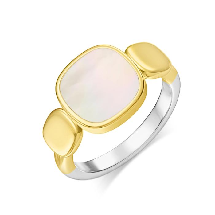 Ring geelkleurig met nacre