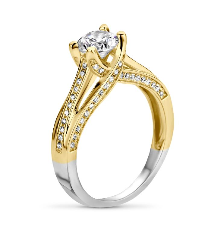 Ring zilver bicolor met zirconia