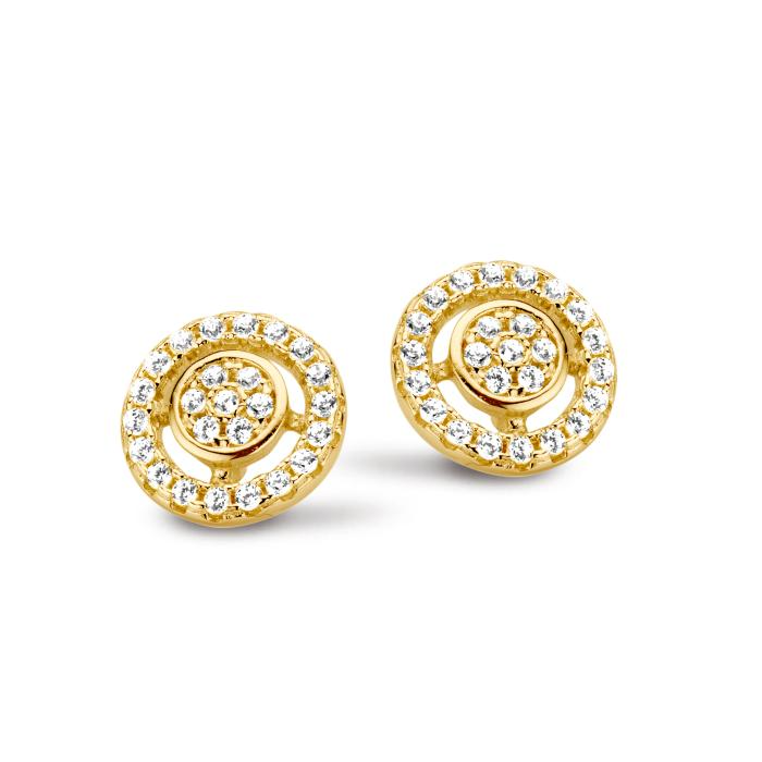 Oorringen geelkleurig met zirconia