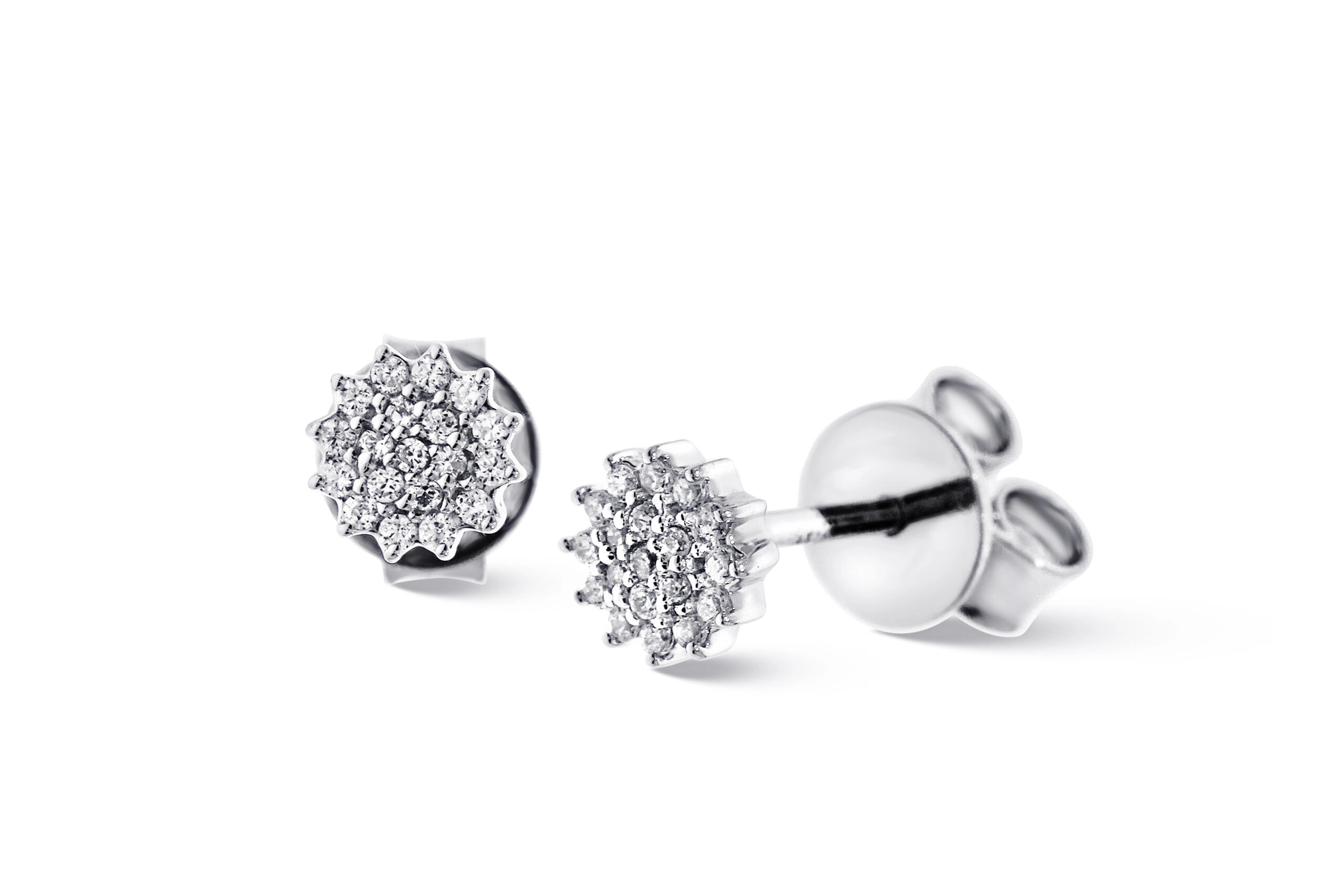 Huiscollectie - 14kt Witgoud entourage oorknoppen bezet met briljant geslepen diamanten - GGA3047 14K