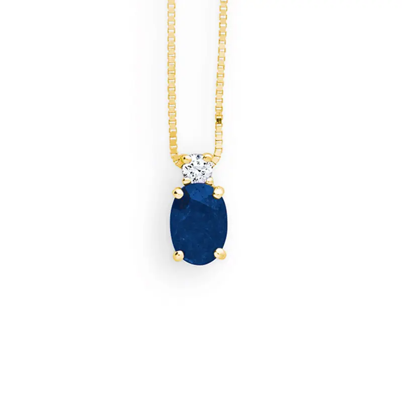 Collier met saffier en diamant 0,03 H/SI