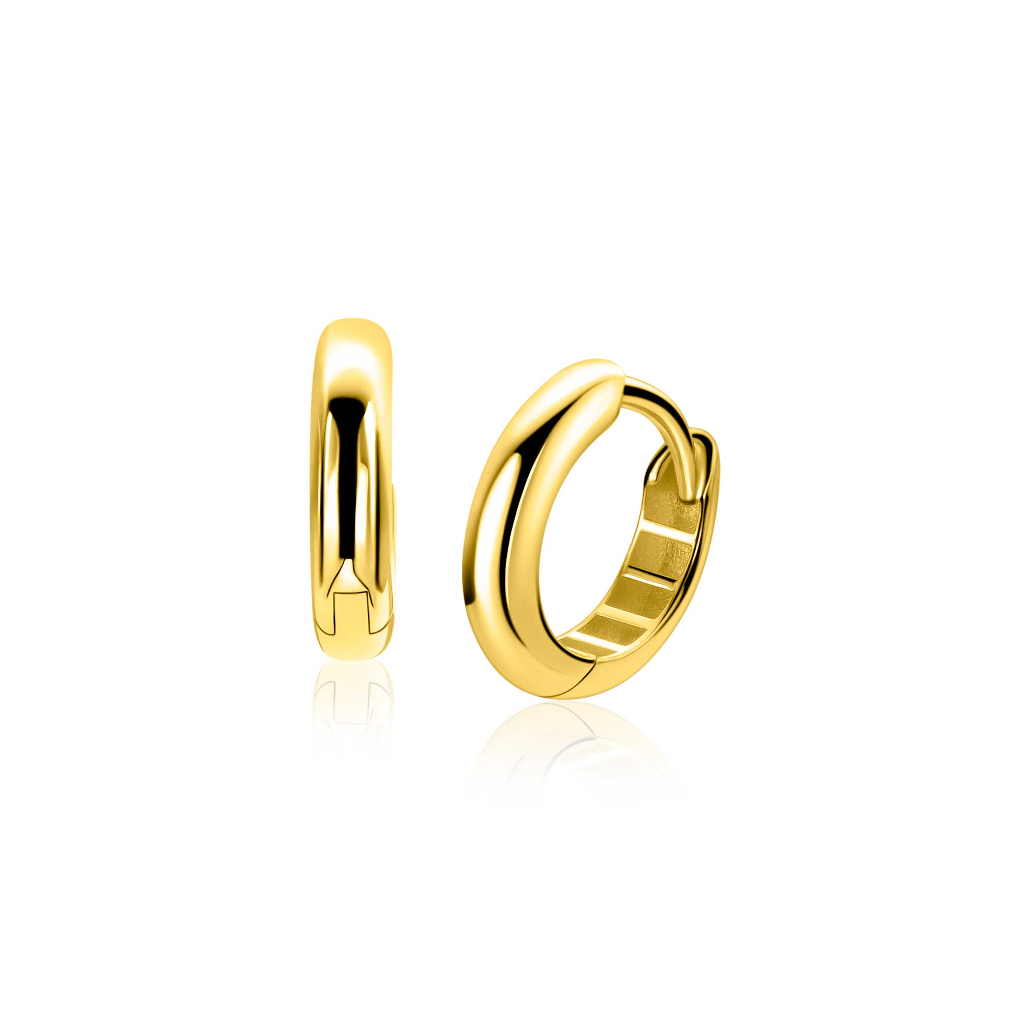 12mm ZINZI Gold 14 krt gouden oorringen met luxe klapsluiting 3mm brede buis ZGO567