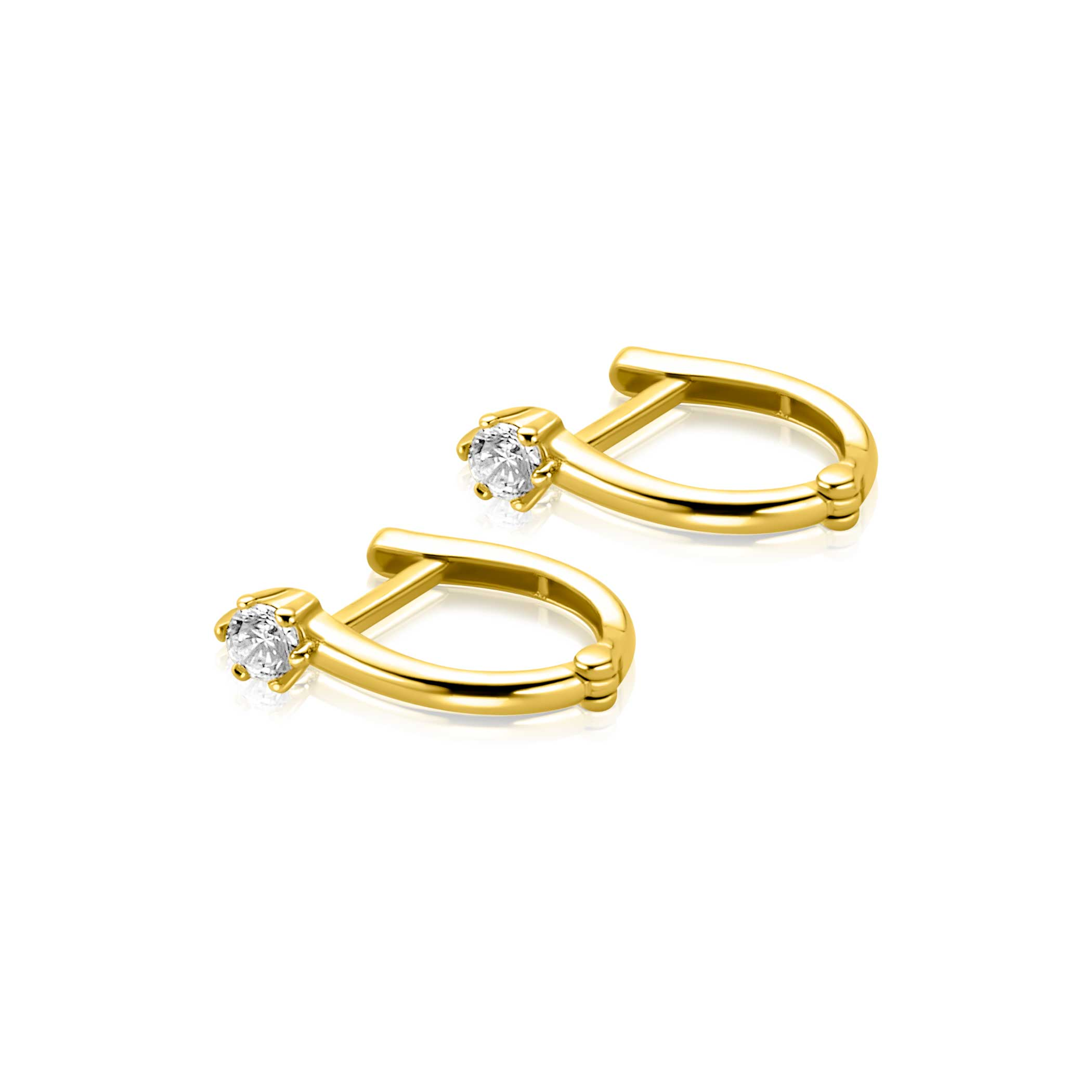 ZINZI Gold 14 karaat gouden oorringen ovaal model 11mm met witte zirconia in zespootschaton. Met luxe scharniersluiting. Vervaardigd van geheel 14 karaat goud (585).