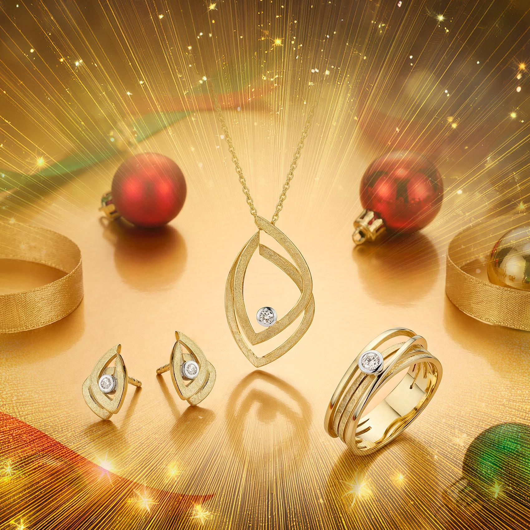 Geel gouden hanger diamant 0.03 w/si