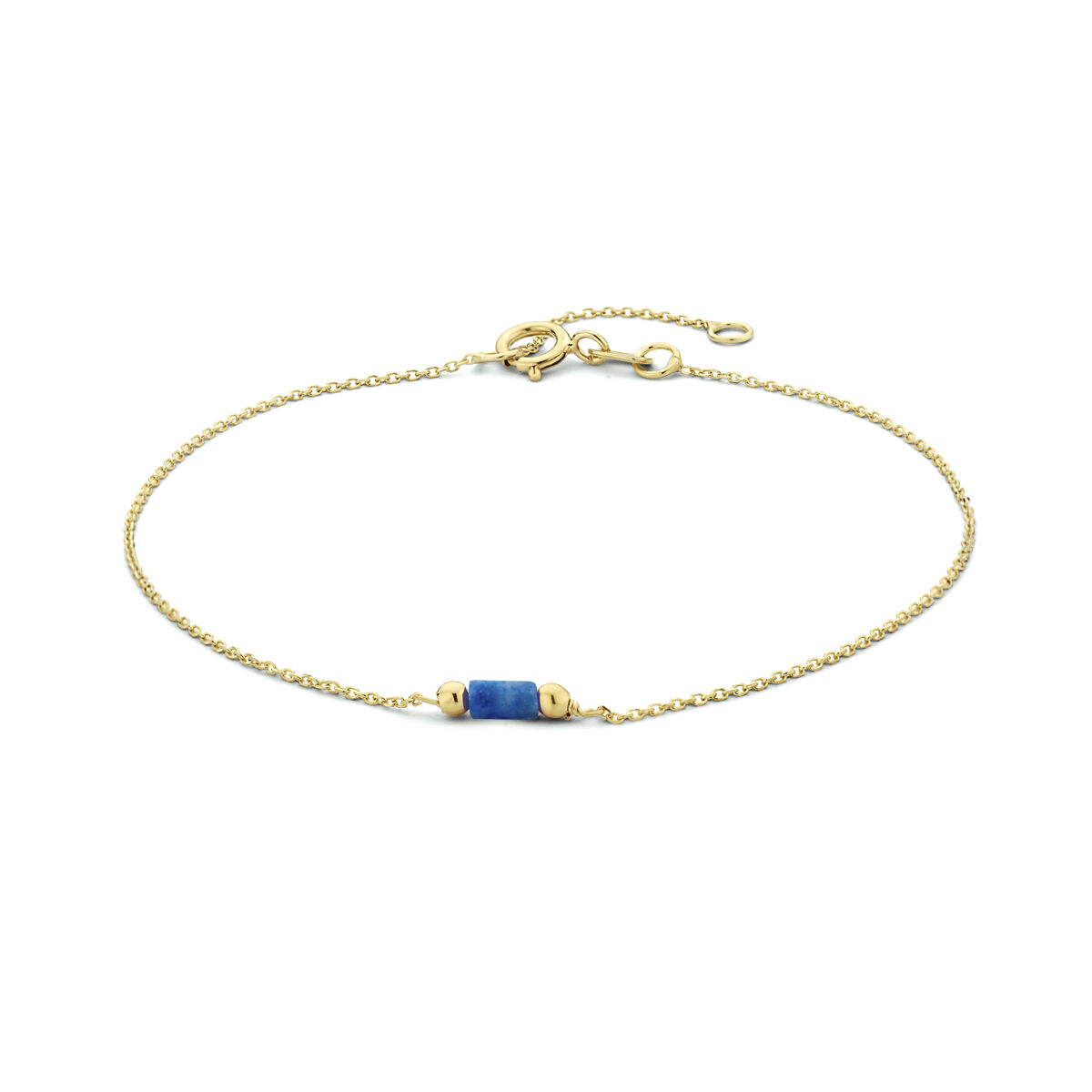 De 14k gouden armband met lapis, modelnummer 4023813, is een verfijnd sieraad in de categorie juwelen. Deze elegante armband bevat prachtige lapiskralen die de gouden schakels complementeren. Het beste te dragen als een stijlvol accessoire voor zowel formele als informele gelegenheden, waardoor elke outfit een luxueuze uitstraling krijgt. Perfect voor dagelijks gebruik of speciale gelegenheden.