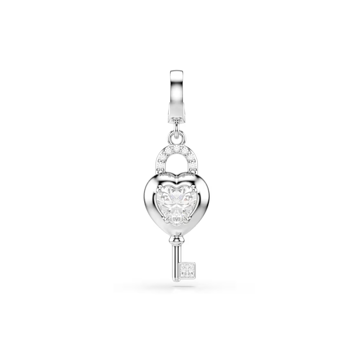 Swarovski-bedels geven een persoonlijke touch aan uw dagelijkse stijl en zijn compatibel met meerdere sieraden uit de Matrix-, Una- en Idyllia-families. Deze op een medaillon ge&iuml;nspireerde hart- en sleutelbedel is een ideale keuze voor mensen met een romantische ziel. Het ontwerp met rhodium toplaag is versierd met een centrale Swarovski Zirkonia en voorzien van een innovatieve sluiting, waardoor u de bedel aan verschillende kettingen en armbanden kunt dragen.
