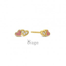 K2961 Oorringen hartjes 9kt geel goud CZ (V/16)