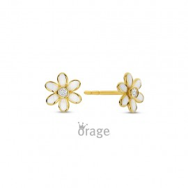 K2960 Oorringen bloem 9kt geel goud CZ (V/16)