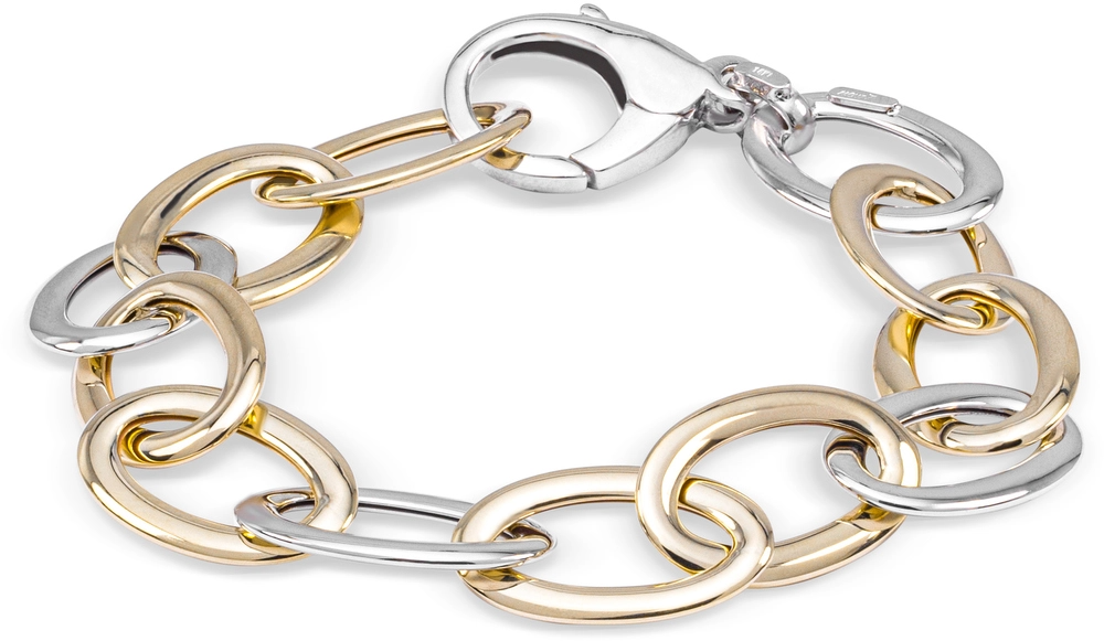 Monzario - 14 krt geel/wit gouden schakelarmband