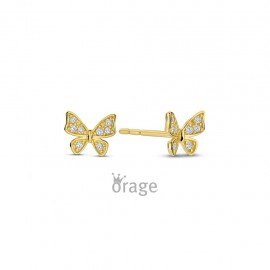 K2940 Oorringen vlinder 9kt geel goud CZ (V/16)