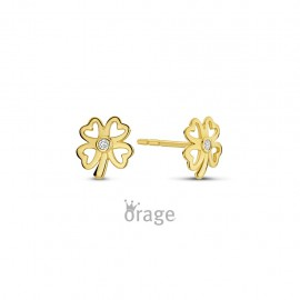 K2939 Oorringen klavertje 9kt geel goud CZ (V/16)