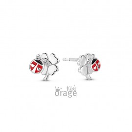 K2718 Oorringen klaver lieveheersbeestje CZ 925 rh (V/16)