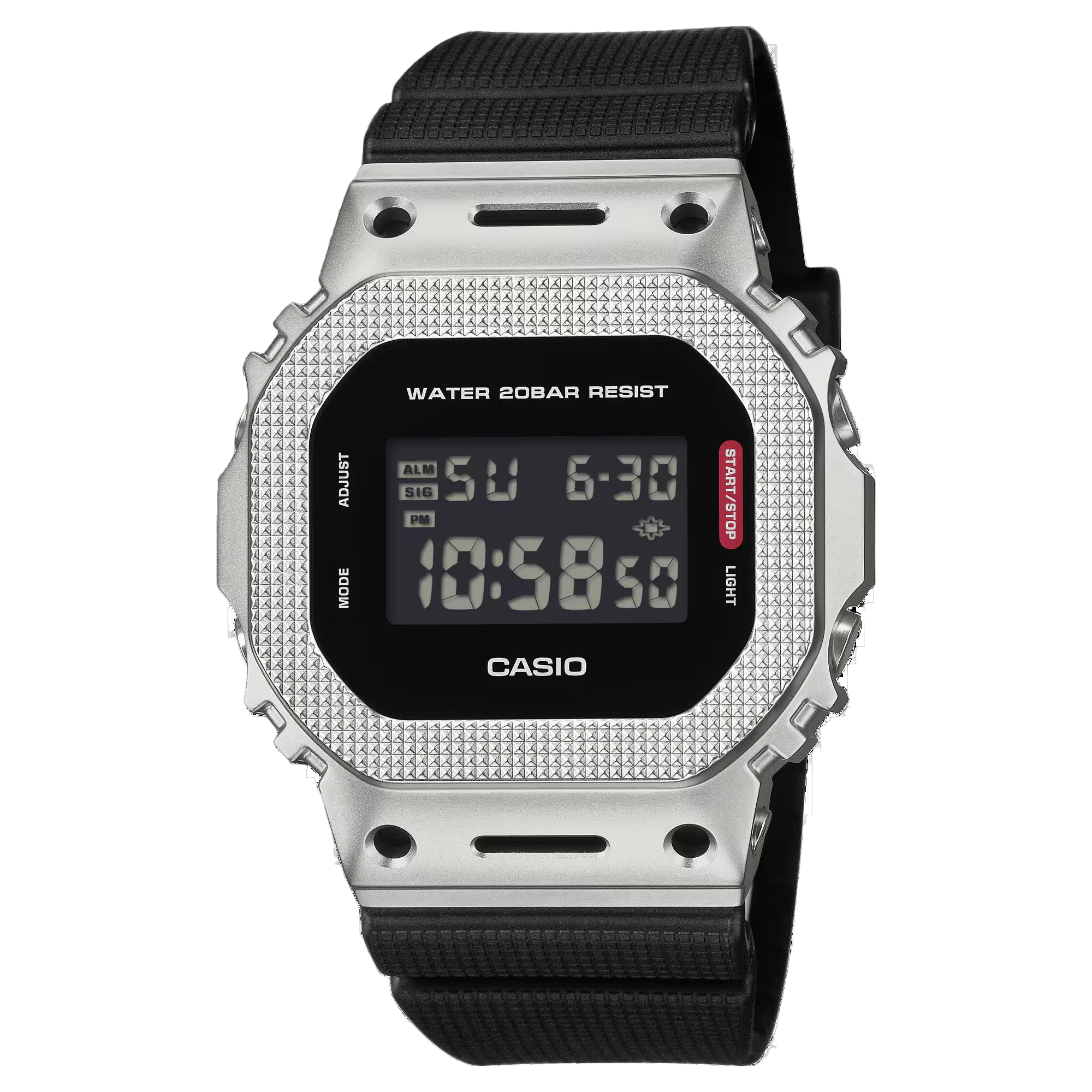 Der Casio G-Shock GM-5600M-1ER ist eine robuste Armbanduhr mit einem Edelstahlgeh&auml;use und einem schwarzen Kunststoffband. Sie verf&uuml;gt &uuml;ber eine Datumsfunktion. Mit einer Geh&auml;usegr&ouml;&szlig;e von 43,2 mm eignet sie sich ideal f&uuml;r den t&auml;glichen Gebrauch. Tragen Sie diese Uhr l&auml;ssig oder sportlich, um jedem Outfit einen modernen Touch zu verleihen.