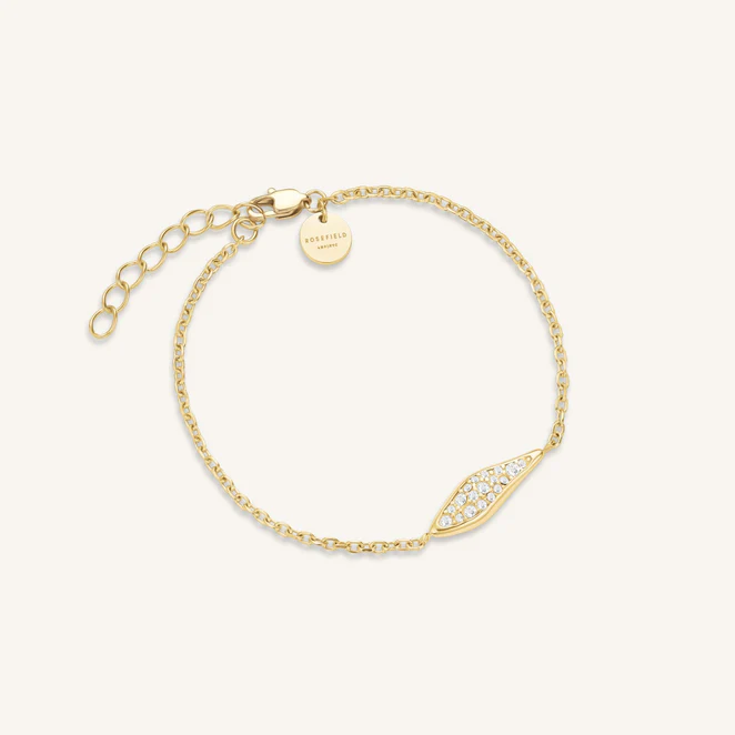 Rosefield staal vergulde armband Pave Leaf Bracelet Gold