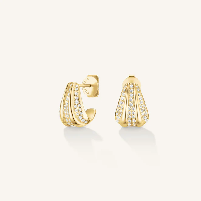 Rosefield oorstekers Pave Striped Studs Gold