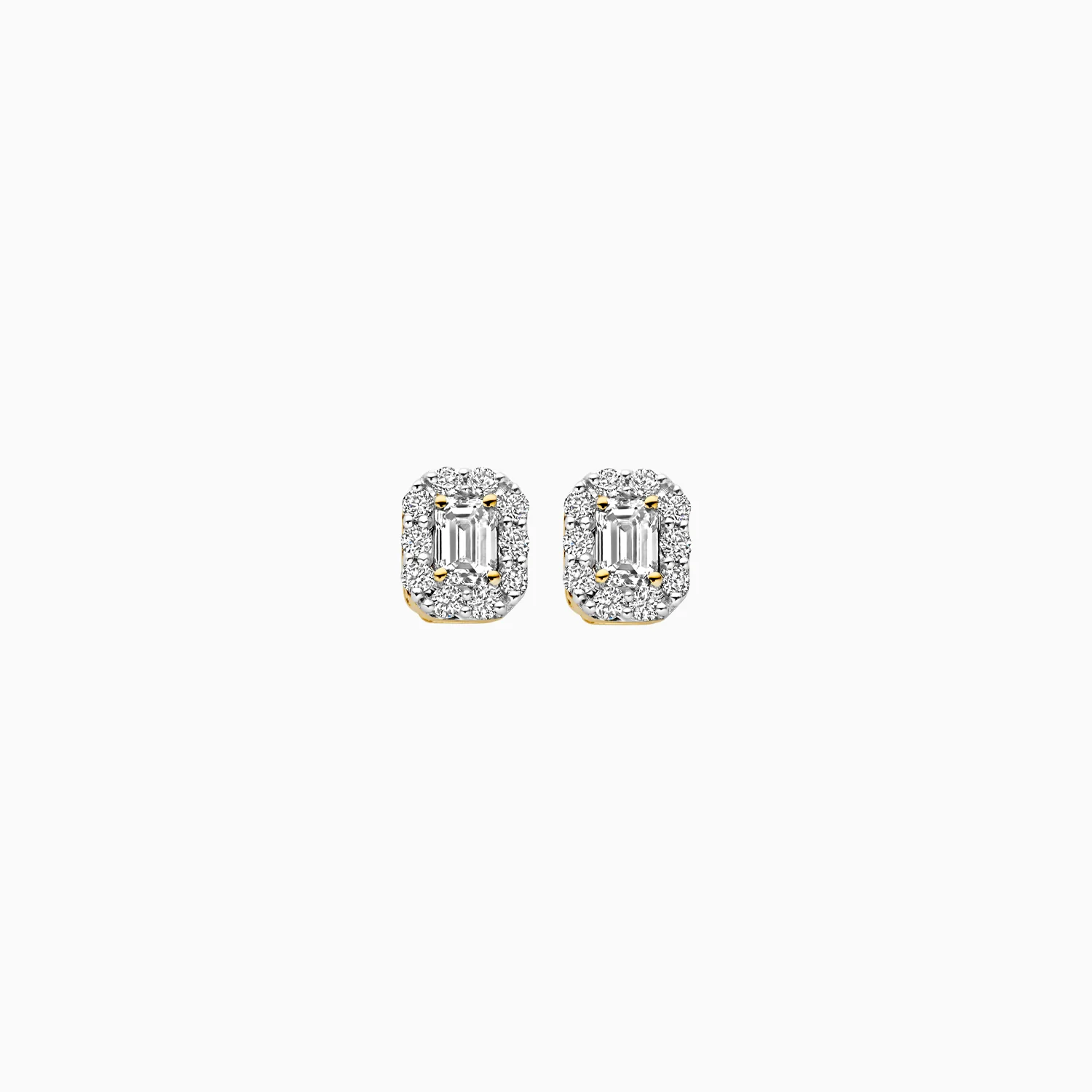 Blush Lab Diamonds geelgouden oorstekers met baguette/briljant diamant, 2x0.15crt/2x0.10crt | LG7010Y
