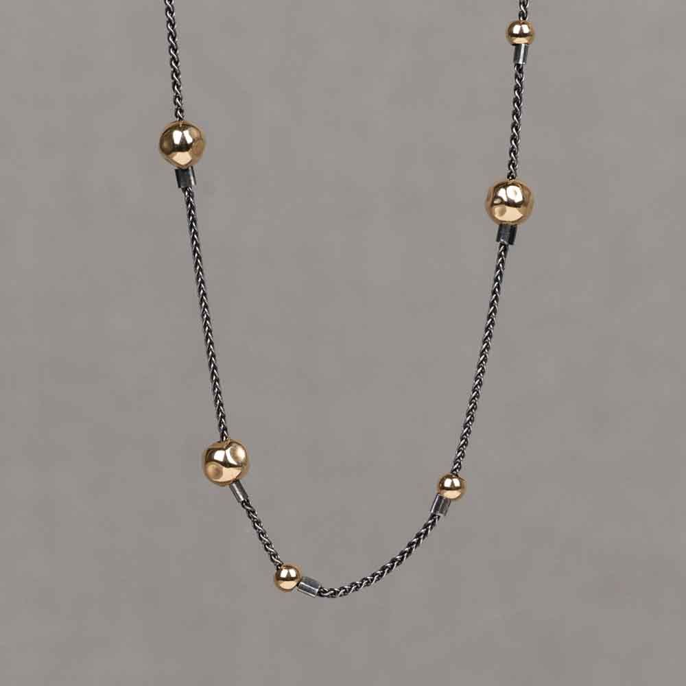 21633 Collier zilver oxy goldfilled dotty