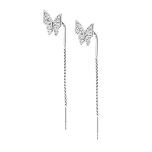 Zilveren lotus oorbellen vlindersmet zirconium
