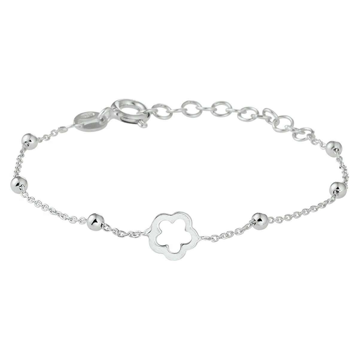 Zilveren kinder armband met bloem 