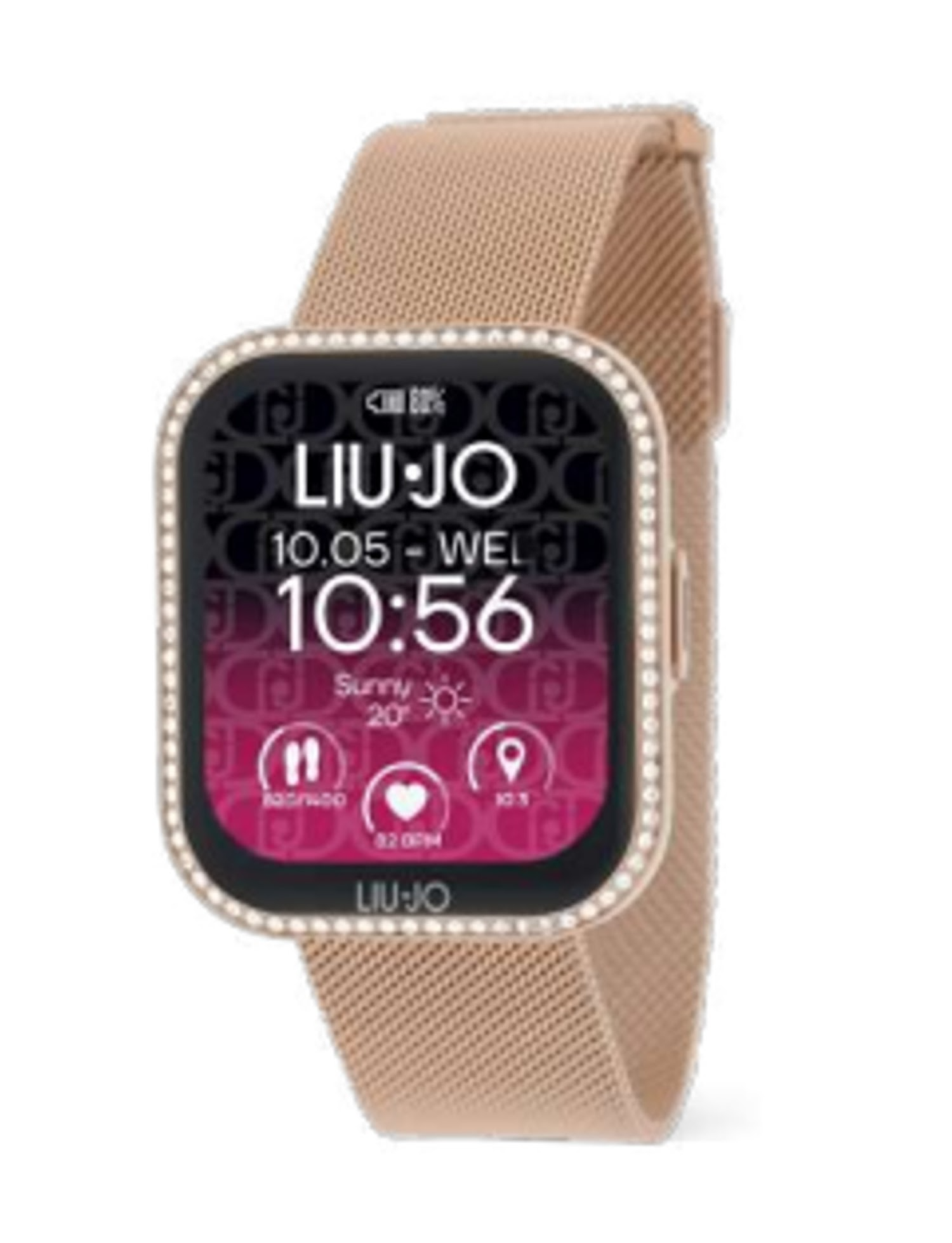 Het uurwerk heeft een moderne aluminium/alloy kast van 36 x 43 mm en een roestvrijstalen band met ros&eacute;goudkleurige coating.
De touchscreen-wijzerplaat is 1.65 inch full touch en AMOLED (ActiveMatrixOled). Deze techniek maakt het mogelijk om effectief m&eacute;&eacute;r scherm te cre&euml;ren met constante helderheid en contrast, welke bovendien werkt bij een laag stroomverbruik! De communicatie tussen horloge en telefoon is gegarandeerd tot 10 meter.
Dit toppertje is compatibel zowel met IOS als met Android.