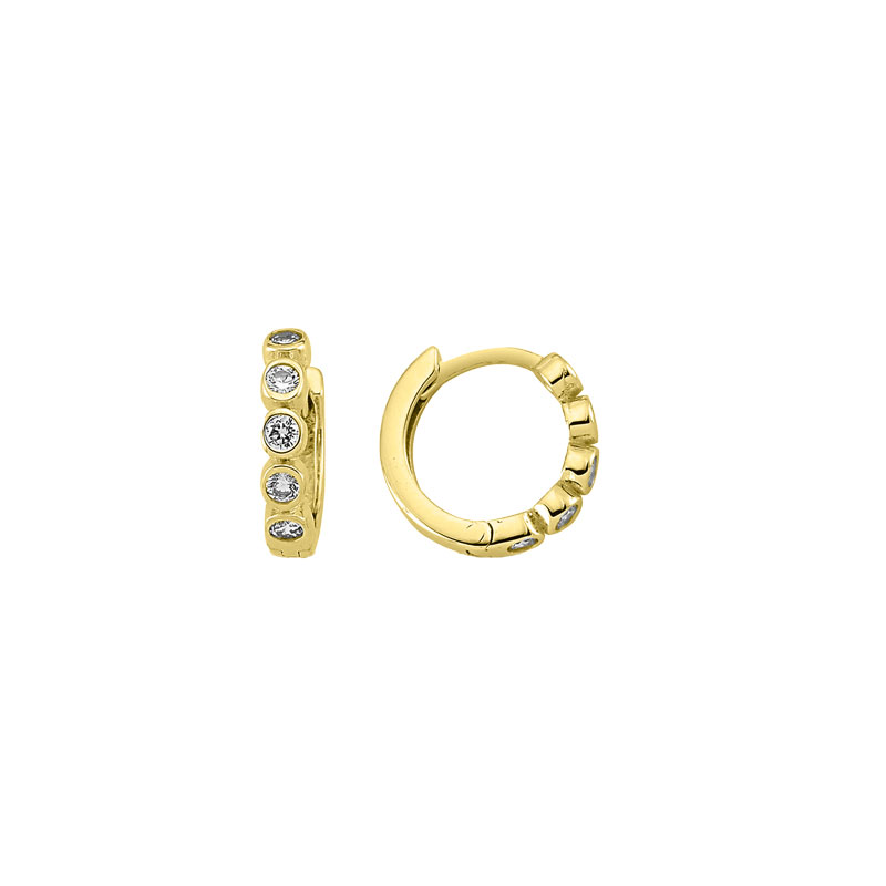 MY iMenso Creoli creol "Puntini CZ 13mm" (925/1Mgold-ptd) 