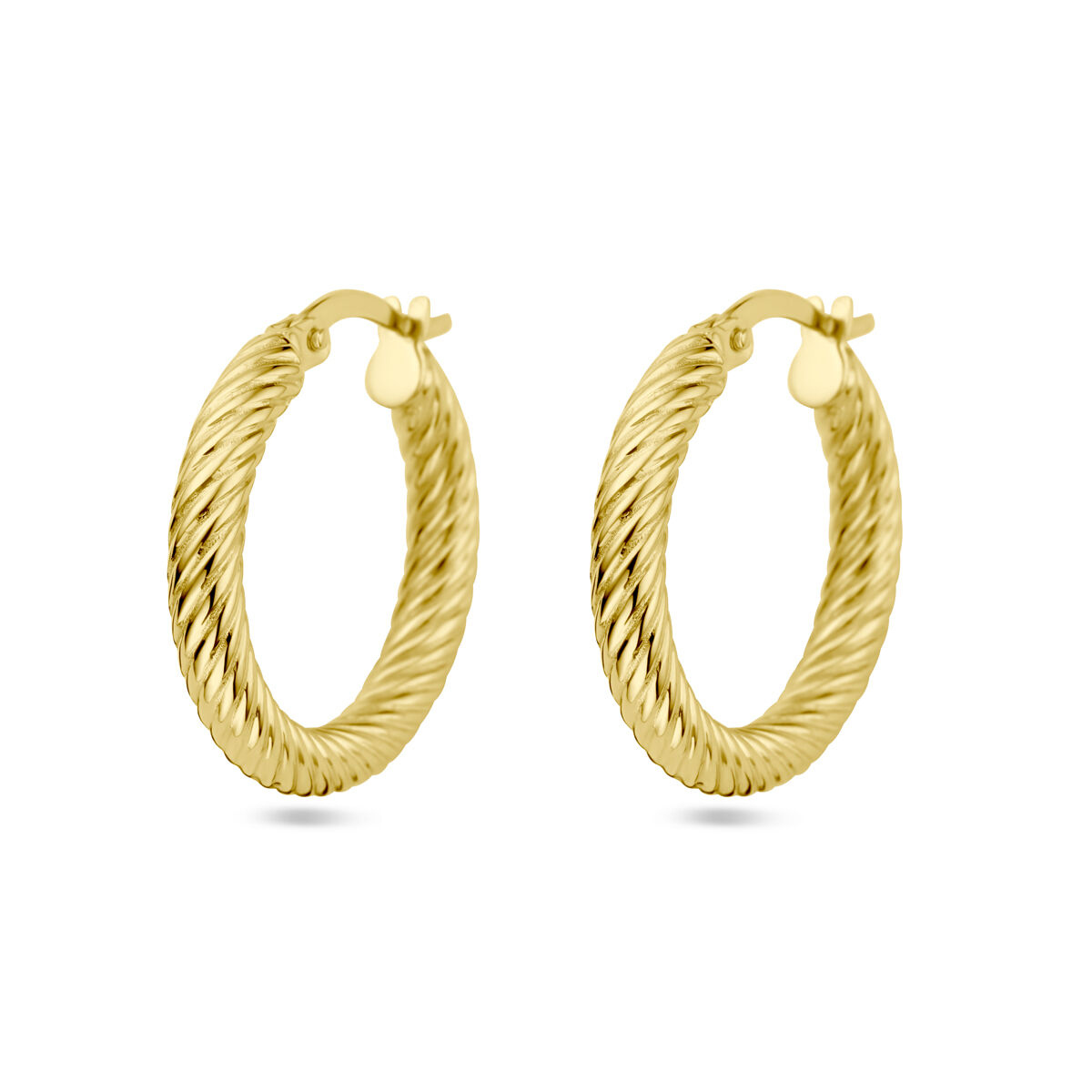 Deze oorringen gedraaide buis 14 kr, modelnummer 40.29651, zijn ontworpen voor wie houdt van een vleugje luxe. Gemaakt van goud, met een doorsnede van 24 mm en een dikte van 2 mm, stralen ze verfijning uit. Het beste gedragen als statement-stukken, perfect voor zowel dagelijkse elegantie als speciale gelegenheden. Voeg een gouden touch toe aan je look!