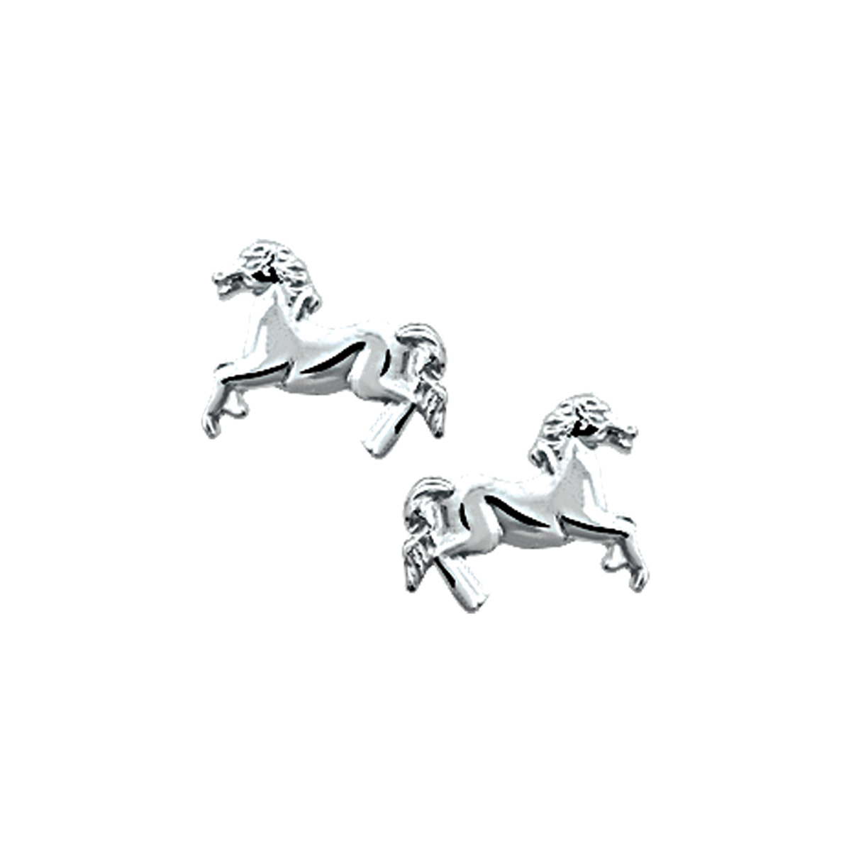 Zilveren oorknoppen met een paard. Deze oorknoppen hebben een afmeting van 8 x 10.5 mm. De ultieme oorknoppen voor de echte paardenliefhebber.