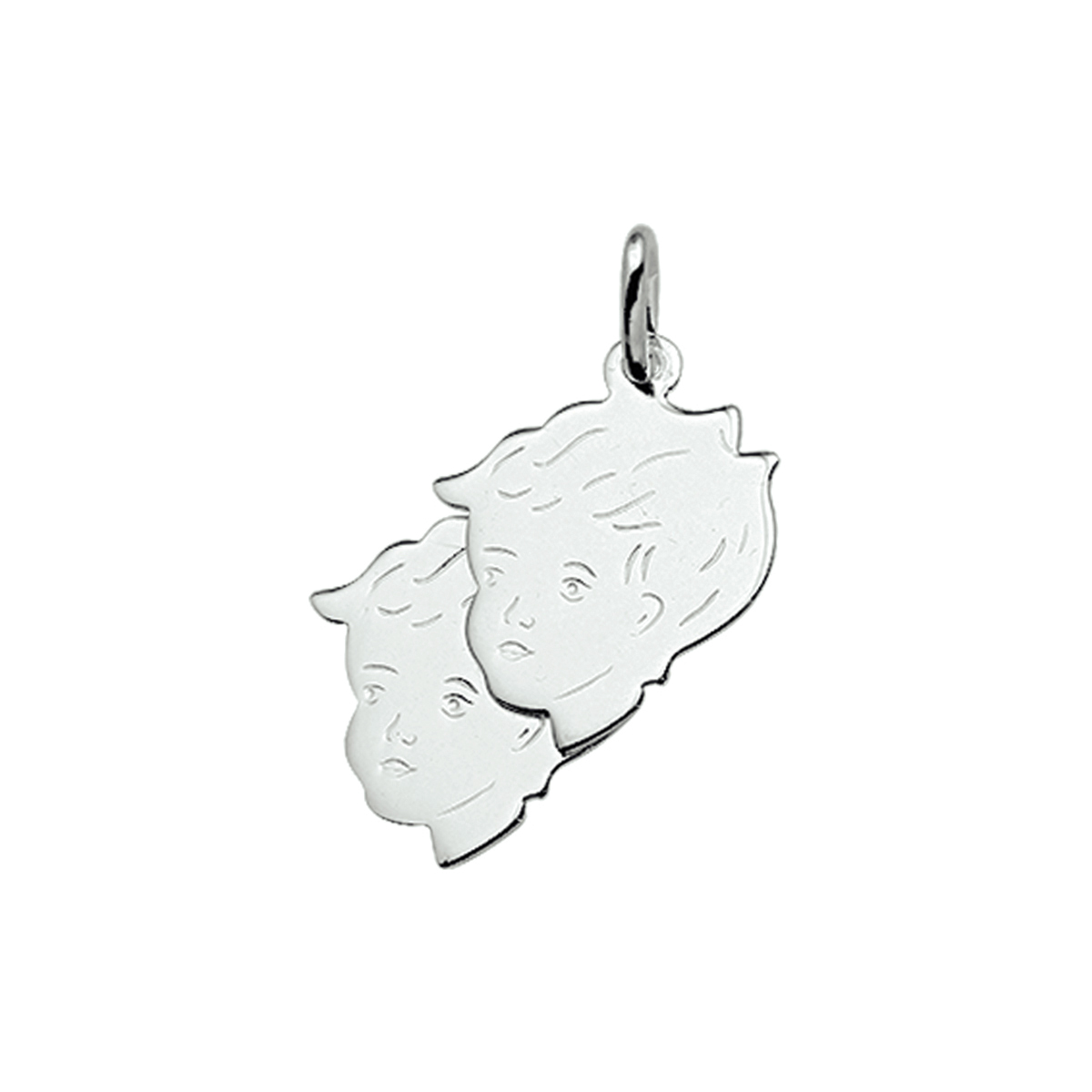 hanger kinderhoofdjes 21 x 17,5 mm zilver wit