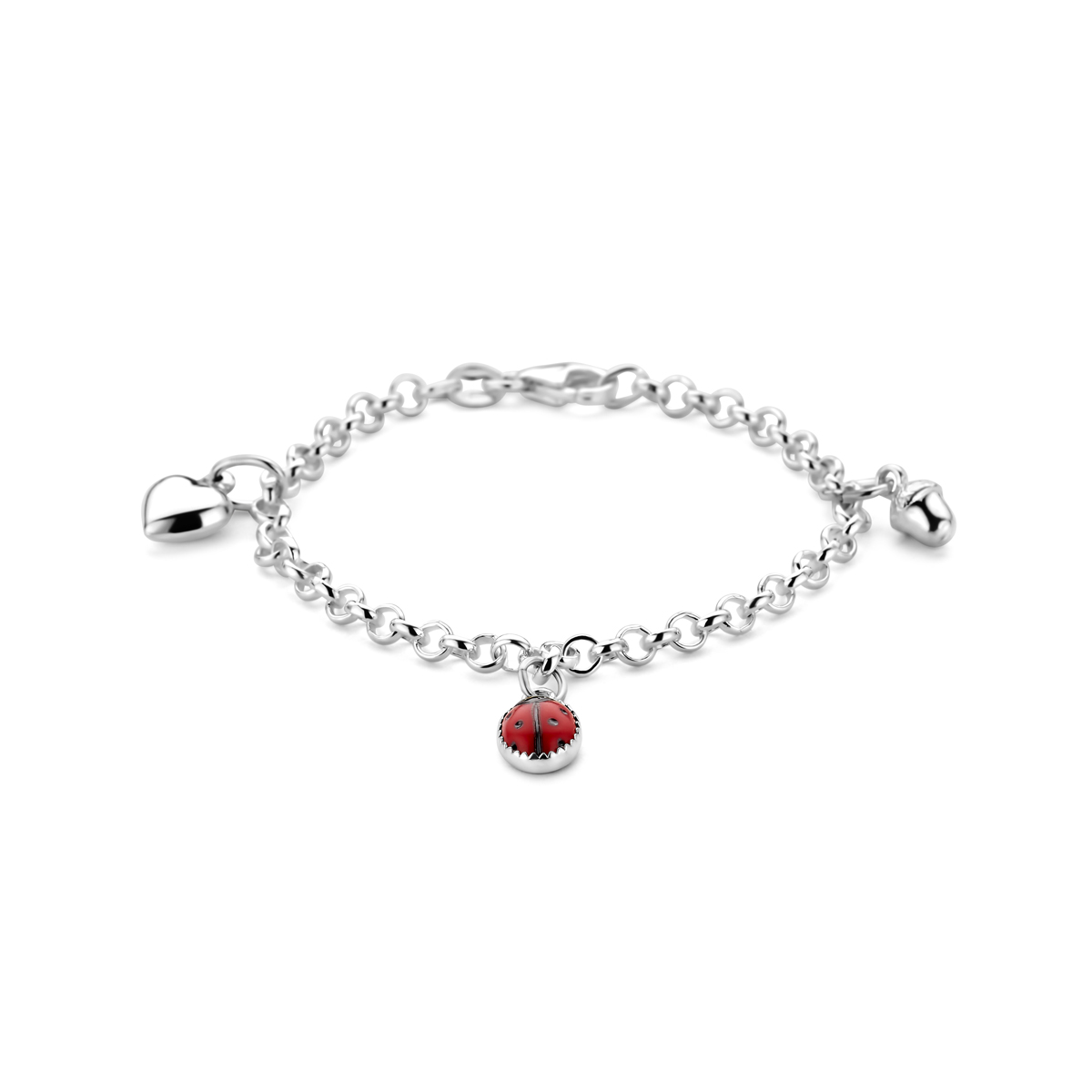 Zilveren jasseron armband met een lengte van 15cm uitgevoerd met diverse bedels in een zware uitvoering.