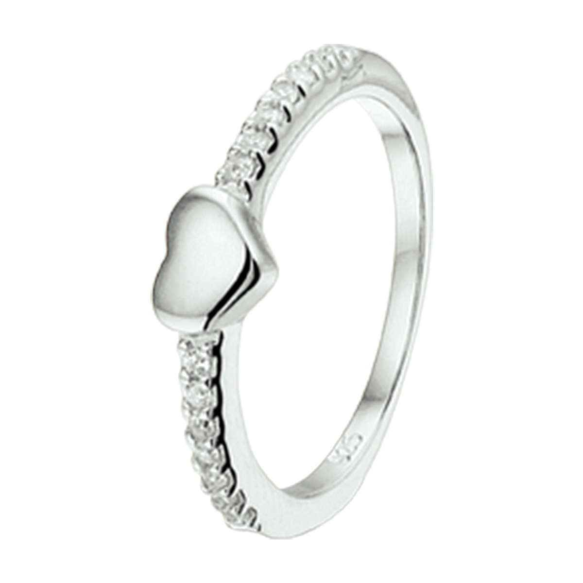 ring hart zirkonia zilver gerhodineerd