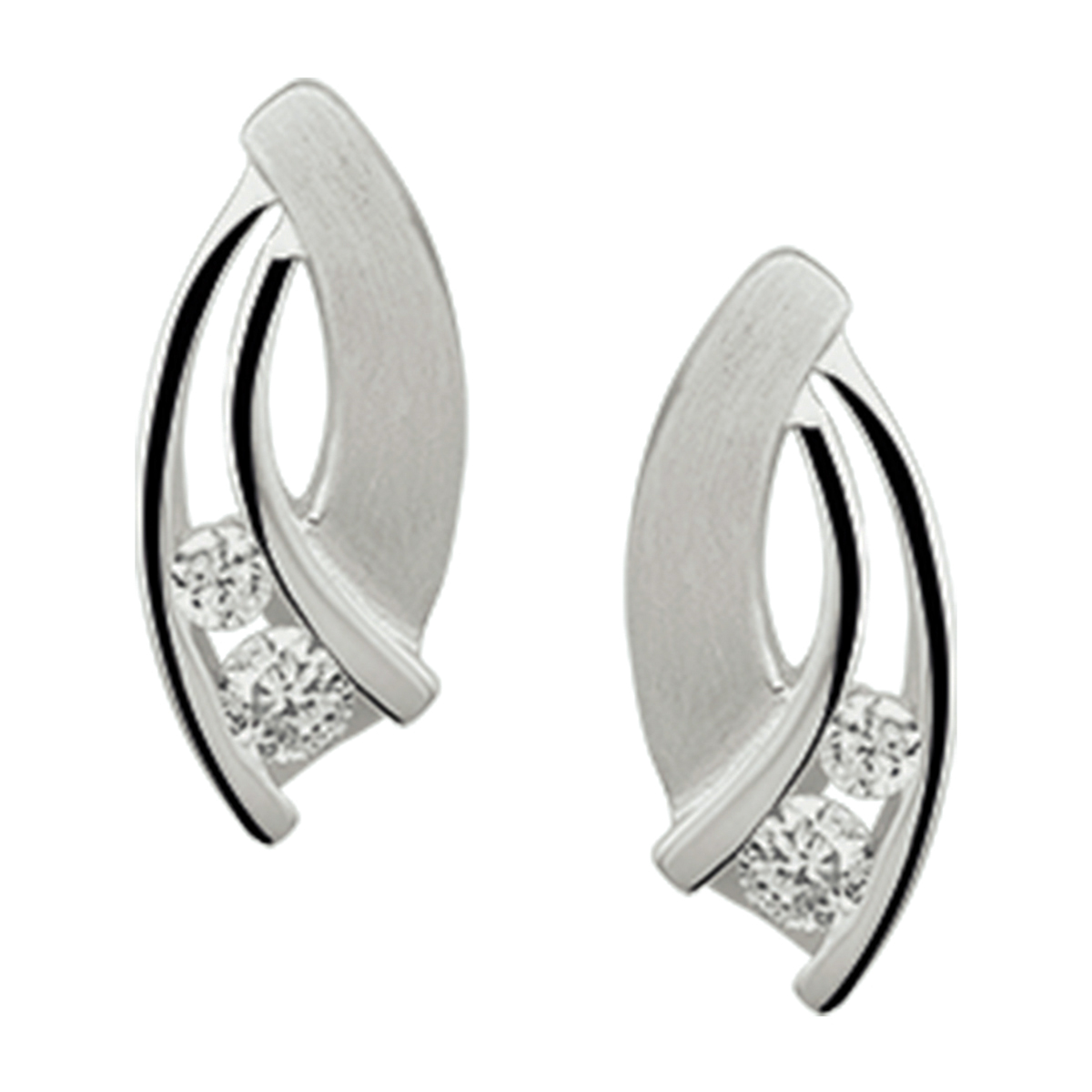 oorknoppen zirkonia poli/mat zilver gerhodineerd