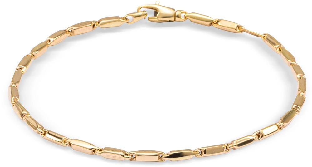 De Monzario Fantasie armband, modelnummer 865-A GEEL 18 CM, is vervaardigd uit 14 karaat geel goud. Deze prachtige armband, geclassificeerd als sieraad onder de categorie "FANTASY" in de subcategorie armbanden, voegt een vleugje elegantie toe aan elke outfit. Draag hem solo of in combinatie met andere gouden armbanden voor een verfijnde look.