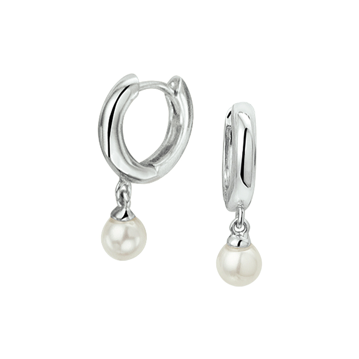 Gerhodineerd zilveren klapoorringen van 10.5x2mm uitgevoerd met poli rondjes van 4mm en stevige scharnier sluiting. De totale hoogte van de klapoorringen incl. rondjes is 1.7cm.