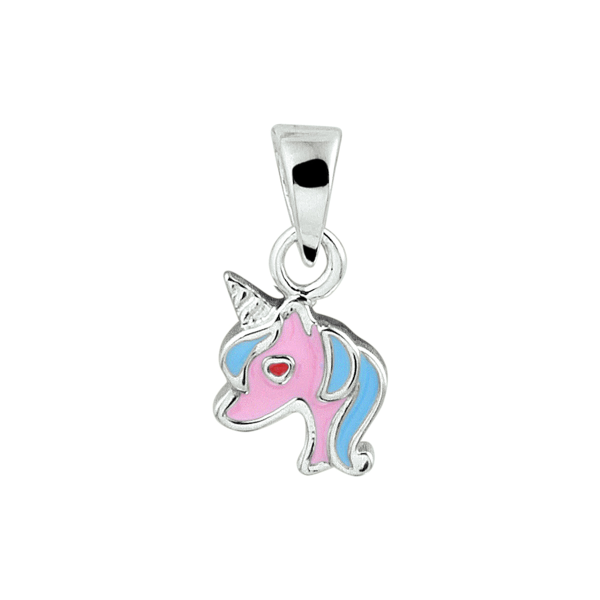 Schattige gerhodineerd zilveren fantasie eenhoorn hanger met een afmeting van 13x7mm. Deze hanger is perfect te combineren met bijpassende sieraden uit onze collectie. Tip: Leuk om kado te geven zie je ze al stralen!? Info: Gerhodineerd zilver is door de rhodiumlaag beter bestand tegen verkleuren en krassen.